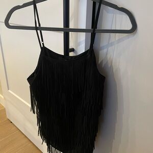 Guess black fringe top.
